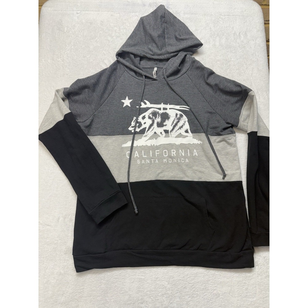 California Santa Monica Pullover Hoodie Woman's XL California Bear Flag Print